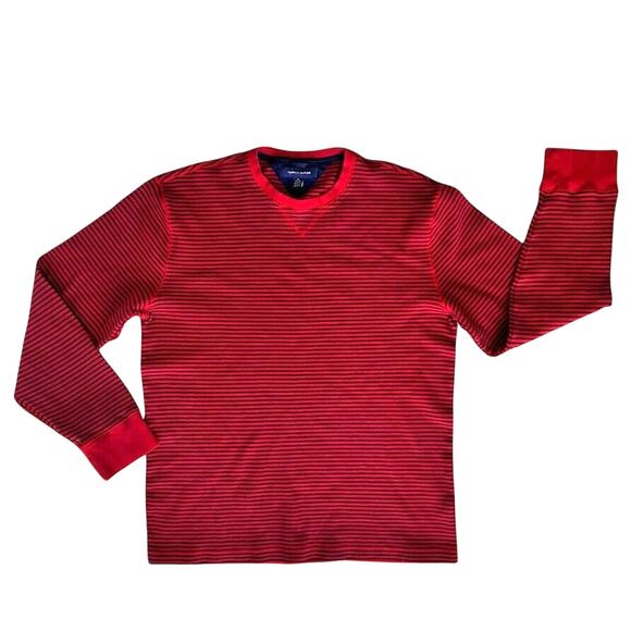 Tommy Hilfiger Cotton Knit Sweater Men's XL Red Navy Blue Stripe Y2K 90s Classic - Picture 1 of 16
